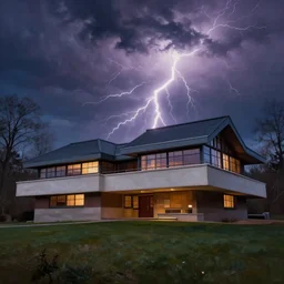 a house by frank lloyd wright, dramatic sky, stunning, artstation, global lightning, oil paint, digital art, high detailed, sharp,