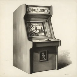 arcade machine, etching by louis le breton, 1 8 6 9, 1 2 0 0 dpi scan