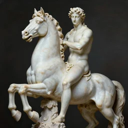 greek statue of a centaur, human horse chimera hybrid,