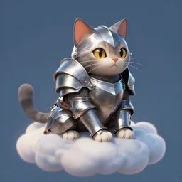 cat in steel armor on a cloud, digital art, digital painting, artstation, devian art, 4 k, hd