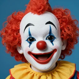 Macro closeup photograph of Clown World, photograph by Grant Wood and Robert Crumb