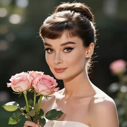 beautiful charming goddess of sunshine and roses, inspired by audrey hepburn and natalie portman, character art portrait, deviantart artstation, by alena aenami, by michael whelan, behance hd, bokeh
