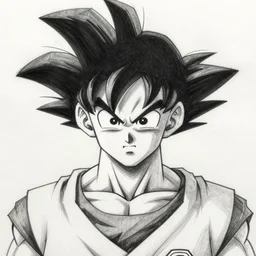 manga sketch of goku staring at you