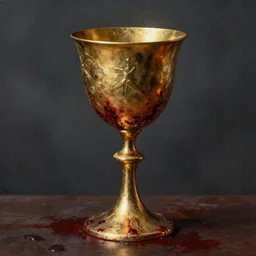 detailed photorealistic matte painting bloody ritual golden goblet point of no return ominous sky greg rutkowski noah bradley