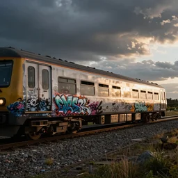 a train covered with graffiti by tim walker