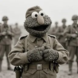 elmo as a soldier in wwii, historical photo, 1 9 4 2
