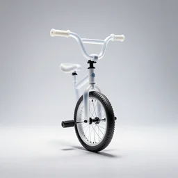 translucent unicycle, studio product photography, isolated on a pure white background, centered, entire object in frame, sharp focus, soft studio lighting