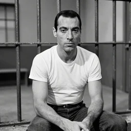 freddie mercury sits in a russian prison, black and white photo, realism, 3 5 mm, good lighting