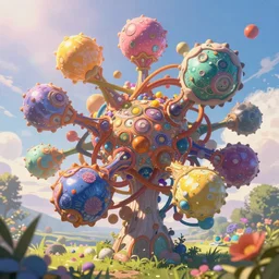 Quantum entanglement, intricate, elegant, fantasy, sci-fi, highly detailed, digital painting, concept art, sharp focus, illustration, beautiful volumetric lighting, epic light, artstation, magic hour lighting, colorful, sunshine, springtime, art by Sylvain Sarrailh and Ernst Haeckel