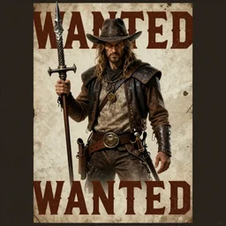 wanted! Poster of a rogue, dungeons and dragons, wild west, bounty, fantasy art, concept art