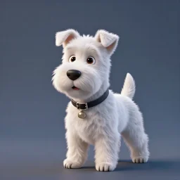 tintin and his tiny white fox terrier, depicted as a pixar character, high quality cg render, 8 k