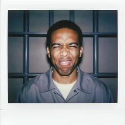 photograph of ernest p. worrell in jail making a silly face. tungsten lighting. polaroid. award winning portrait. incredible lighting. 4 k.