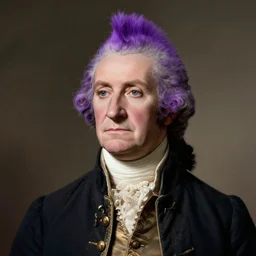 george washington with a purple mohawk