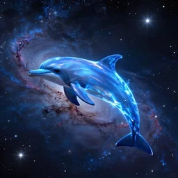 Ethereal blue fire dolphin swimming through a nebula, Sirius star system, star dust, cosmic, magical, shiny, glow,cosmos, galaxies, stars, outer space, stunning, by andreas rocha and john howe, and Martin Johnson Heade, featured on artstation, featured on behance, golden ratio, ultrawide angle, hyper detailed, photorealistic, epic composition, wide angle, f32, well composed, UE5, 8k