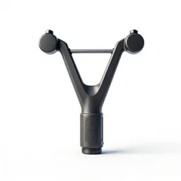 sleek slingshot, clean 3d render, octane render, isolated on a pure white background, centered, entire object in frame, sharp focus, soft studio lighting