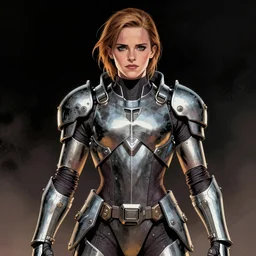 emma watson wearing metal gear armour art by Hokusai by greg rutkowski by wlop high detail comic sharp vector lineart dramtic lighting artstation by trevor henderson by ross draws cinematic dramatic