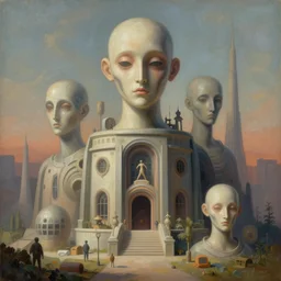 a surrealist painting of a hostile utopia, 3 d render, by anton semenov, symbolist, soft colors, dramatic lighting, smooth!, sharp focus, extremely detailed!, aesthetically pleasing composition, octane render