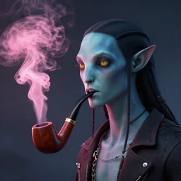 pink smoke emerging from a wooden pipe, avatar , digital art,