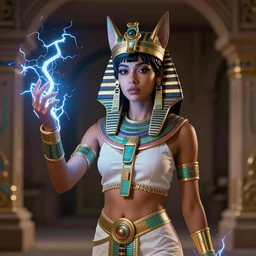 a female egyptian / aztecian raver using her mutant electrical powers trending on artstation deviantart pinterest hyper detailed photorealistic highlights and shadow hd 8 k post - processing high resolution