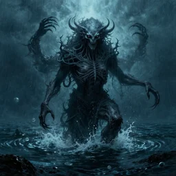eldritch monster rising from the sea by Andree Wallin