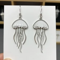 jewelry design, jewelry display, pair of jellyfish earrings pendants