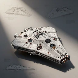 axonometric schematics of a star wars spaceship