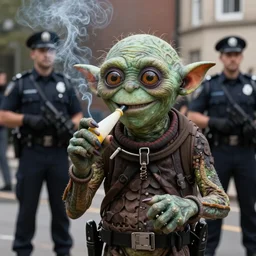 gollum smokes bong in front of police