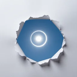 a hole torn in the sky like a piece of paper, sunburst and lunar ring, occult, vast cosmos, sense of longing, rule of thirds, clever design, decorative modern graphic design collage border, by hannah hoch and jesse treece and christian jackson and josh brill