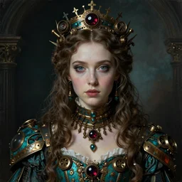( ( gothic # ) ) princess portrait *. *. by william henry hunt * *, highly detailded, turquoise rust, steampunk