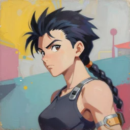 greg manchess portrait painting of yoko littner of gurren lagann as overwatch character, medium shot, asymmetrical, profile picture, organic painting, sunny day, matte painting, bold shapes, hard edges, street art, trending on artstation, by huang guangjian and gil elvgren and sachin teng