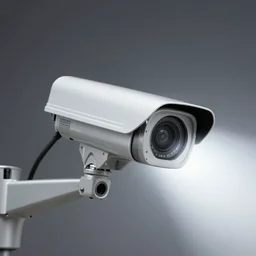A surveillance camera casting a harsh light through a pair of translucent curtains, with a two-headed female silhouette in the foreground, cinematic lighting, detailed, Fujifilm