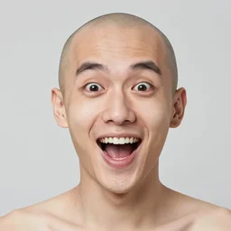 3 0 - year old bald man selfie opening mouth, smiling, eyes wide open, 2 0 1 5