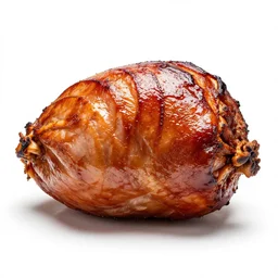 glazed ham, professional product shot, isolated on a pure white background, centered, entire object in frame, sharp focus, soft studio lighting