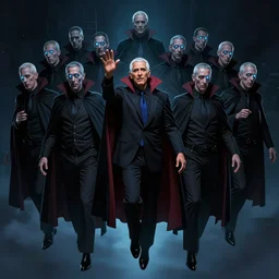 1000 vampire Obama clones with plasma eyes worshipping their Obama god floating above ; render by Beeple, 4K
