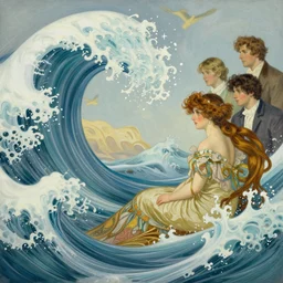 inside the curl of a wave, elegant, highly detailed, digital painting, artstation, concept art, smooth, sharp focus, illustration, ArtStation, art by artgerm and greg rutkowski and alphonse mucha and J. C. Leyendecker and Edmund Blair Leighton and Charlie Bowater