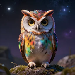 rainbow cosmic cute owl