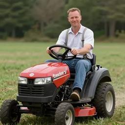 steve buscemi driving a cadet cub lawn mower, movie still, from the new forest gump movie, 8 k, realistic