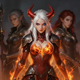female demon hunter from dmc!! white hair and heterochromia, fire emblem, art by artgerm and greg rutkowski and magali villeneuve, portrait, d & d, fantasy, highly detailed, digital painting, trending on artstation, concept art, sharp focus, illustration