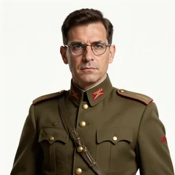portrait of jaime ramon mercader del rio wearing glasses, epic, tragic, military art, fantasy, hd shot, digital portrait, beautiful, artstation, comic style, by artgerm, guy denning, jakub rozalski, magali villeneuve and charlie bowater