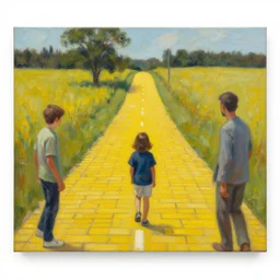 Follow the yellow brick  road, an oil painting by Ross Tran, John Harris, Krenz Cushart, trending on Artstation