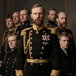 portrait of tsar nicholas ii of russia 4 k, concept art, by wlop, ilya kuvshinov, artgerm, krenz cushart, greg rutkowski, pixiv. cinematic dramatic atmosphere, sharp focus, volumetric lighting, cinematic lighting, studio quality