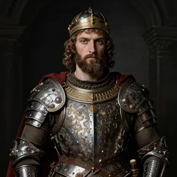 portrait of king buresbista of dacia by renaissance artists, with intricate detailed wearing medieval dacian armor, haunting, elite, elegant, dark, hyper detailed, concept art,