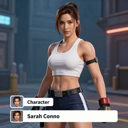 sarah connor as a new street fighter character, screenshot, character select