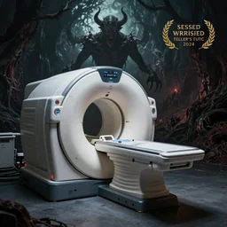 possessed mri machine, demonic horror movie poster