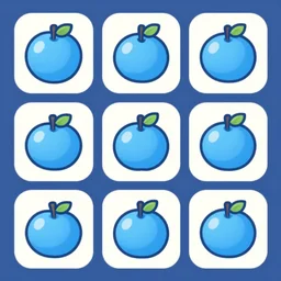 cute chubby blue fruits icons for mobile game ui