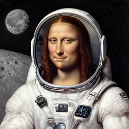self portrait of leonardo da vinci on the moon wearing a spacesuit, beautiful, accurate, highly detailed drawing by leonardo da vinci himself