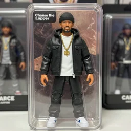 an action figure of chance the rapper, product display photograph