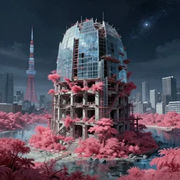 a beautiful photorealistic painting of catacomb unfinished building by carlo stanga, retro made of glass apocalyptic matte painting wilderness infrared architecture island myst tokyo nightsky assassin's creed fisheye studio ghibli galactic, archdaily, wallpaper, highly detailed, trending on artstation.