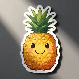 die cut sticker of anime cute smiling pineapple