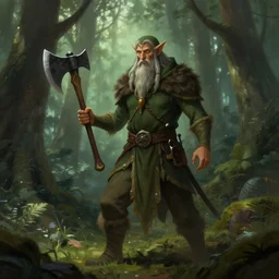 Forest Druid, axe in hand, in the forest, dungeons and dragons, by Greg Rutkowski, digital art, trending on artstation
